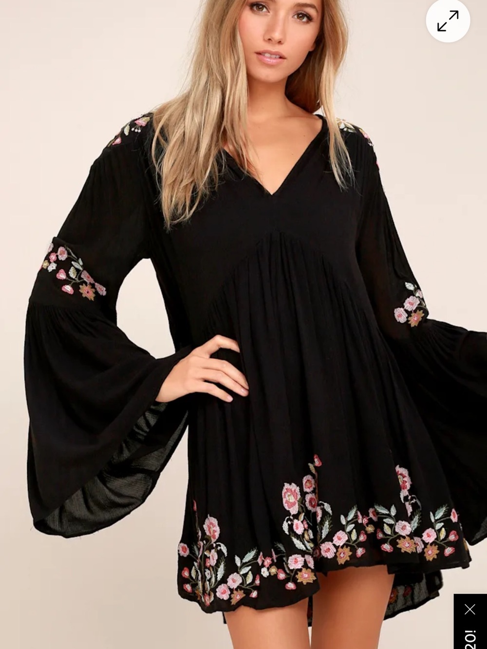 Free People Te Amo Embroidered Babydoll Mini Dress Tunic XS